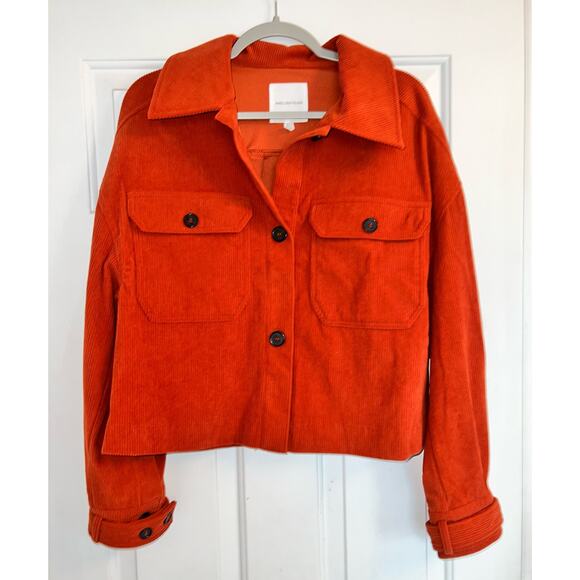 Avec Les Filles Rust Colored Corduroy Cropped Shacket  - size S - OJ - Picture 9 of 10
